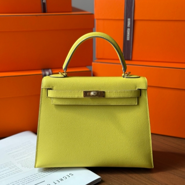 【エルメス HERMES】ケリー25 セリエ ライム(9R) エプソン ゴールド金具（100％手縫）